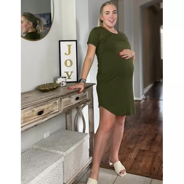 Ekouaer Nursing Gown 3 in 1 DeliveryLaborNursing Nightgown Women Maternity Hospital Gown Zipper Breastfeeding SleepwearBarmy Green
