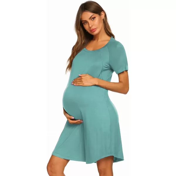 Ekouaer Nursing Gown 3 in 1 DeliveryLaborNursing Nightgown Women Maternity Hospital Gown Zipper Breastfeeding SleepwearBceladon Green