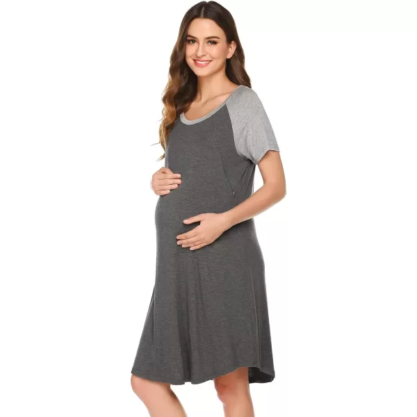 Ekouaer Nursing Gown 3 in 1 DeliveryLaborNursing Nightgown Women Maternity Hospital Gown Zipper Breastfeeding SleepwearBmedium Grey 3