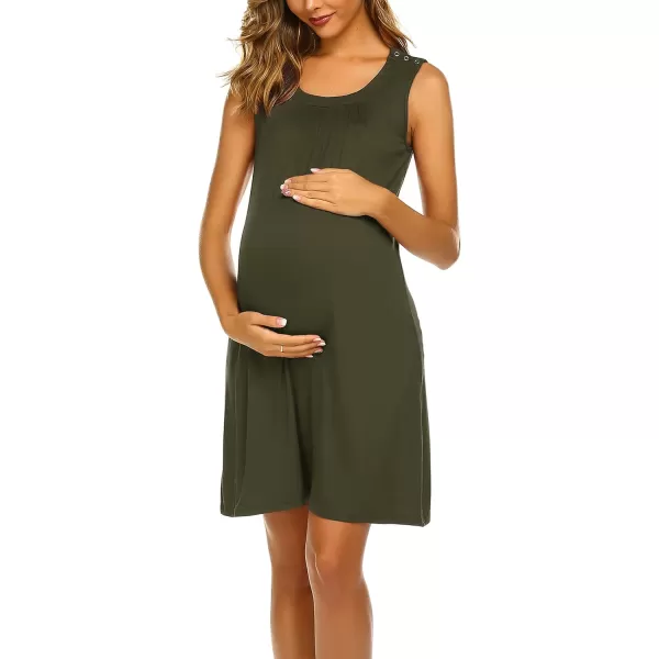 Ekouaer Nursing Nightgown  3 In 1 Labor Delivery Nursing Hospital Gown Maternity Nursing Dresses Breastfeeding SXXLArmy Green