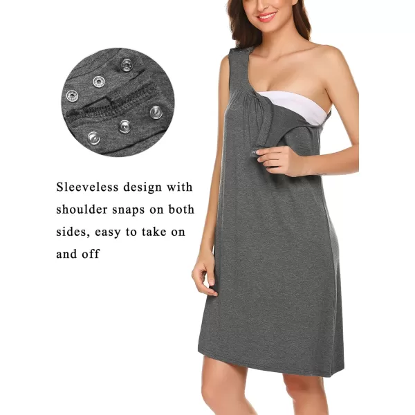 Ekouaer Nursing Nightgown  3 In 1 Labor Delivery Nursing Hospital Gown Maternity Nursing Dresses Breastfeeding SXXLMisty Grey