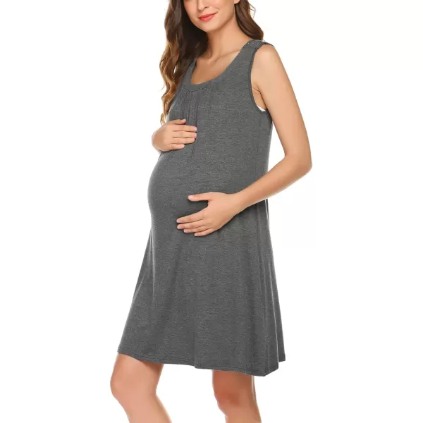 Ekouaer Nursing Nightgown  3 In 1 Labor Delivery Nursing Hospital Gown Maternity Nursing Dresses Breastfeeding SXXLMisty Grey