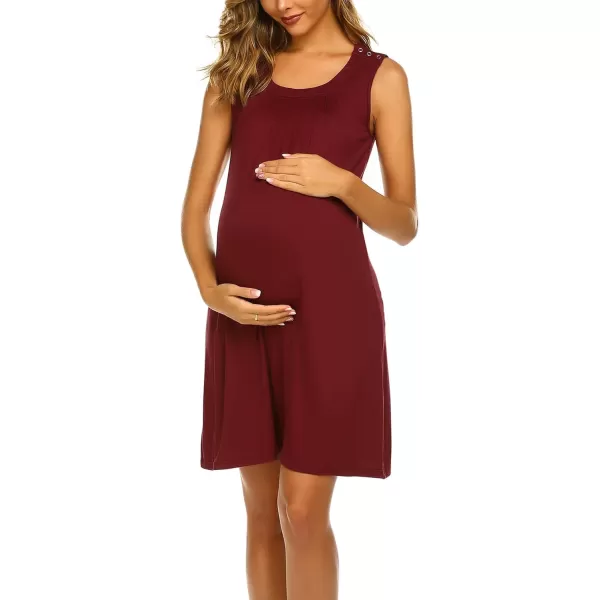 Ekouaer Nursing Nightgown  3 In 1 Labor Delivery Nursing Hospital Gown Maternity Nursing Dresses Breastfeeding SXXLWine Red