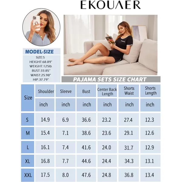 Ekouaer Pajama Set for Women 2 Piece Lounge Set Short Sleeve Tops and Shorts Soft Sleepwear Chest PocketArmy Green