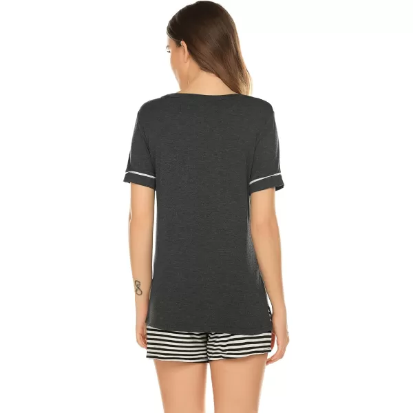 Ekouaer Pajama Set for Women 2 Piece Short Sleeve Tops Sleepwear Loungewear Two Piece Pjs Shorts with PocketsA13 Dark Grey