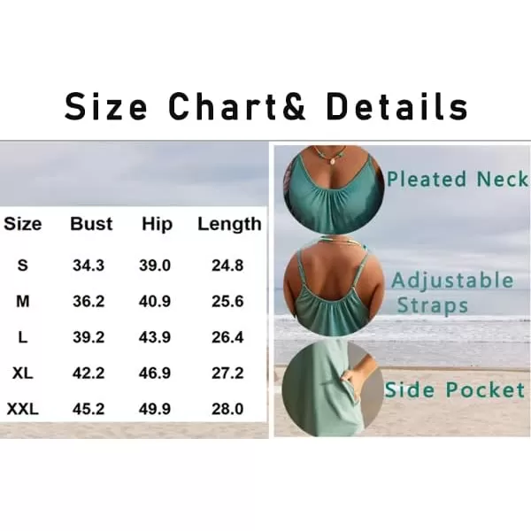 Ekouaer Pajamas Rompers Women One Piece Sleepwear Loose Tank Jumpsuits Loungewear V Neck Straps Harem PlaysuitArmy Green