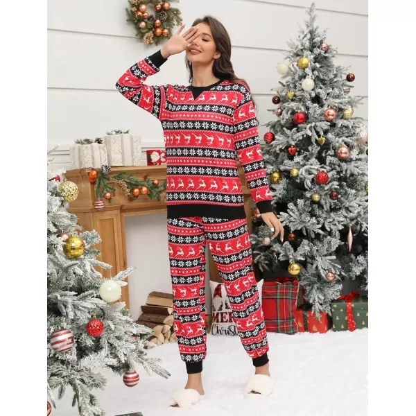 Ekouaer Pajamas Set Long Sleeve Pj Sets 2 Piece Jogger Pajama Sets Soft Sleepwear Loungewear for WomenRed Deer