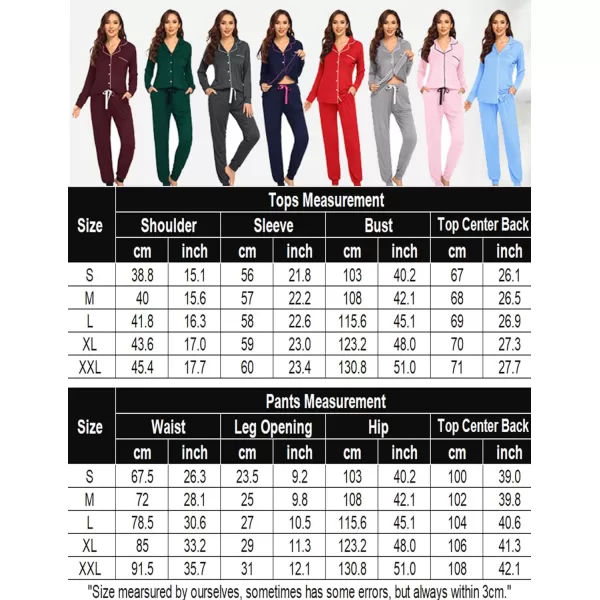 Ekouaer Pajamas Set Long Sleeve Sleepwear Womens Button Down Nightwear Soft Pj Loungewear Sets with PocketsNavy