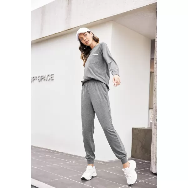 Ekouaer Pajamas Set for Women Soft Long Sleeve Pjs Sets Cotton Sleepwear Loungewear SXXLFlower Gray