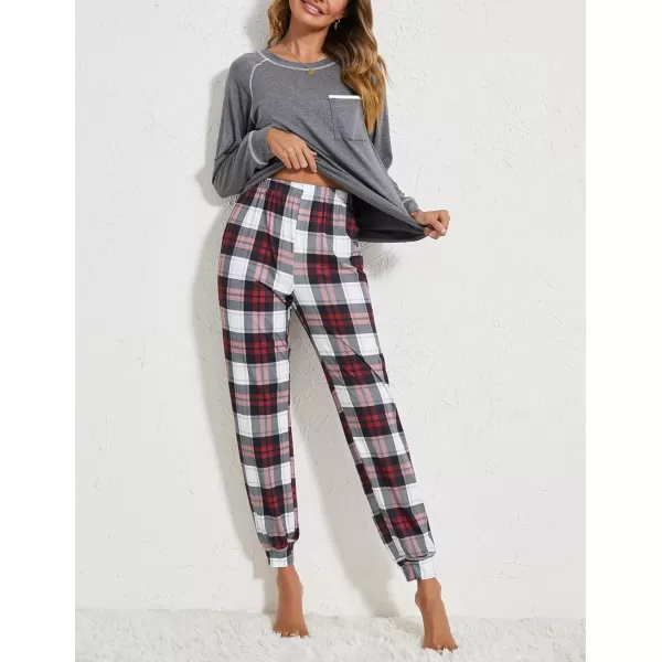 Ekouaer Pajamas Set for Women Soft Long Sleeve Pjs Sets Cotton Sleepwear Loungewear SXXLPat11gray Plaid