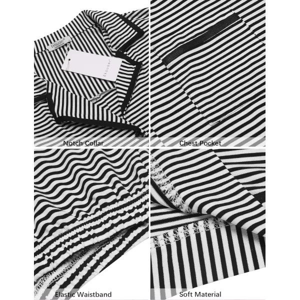 Ekouaer Pajamas Soft Striped Womens Short Sleeve Button Sleepwear Shorts Shirt PJ SetSXXLAblack Striped