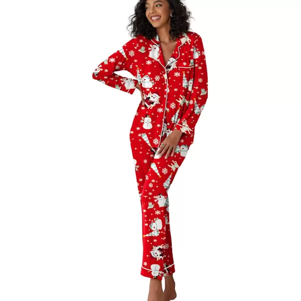 Ekouaer Pajamas Womens Long Sleeve Sleepwear Soft Button Down Loungewear Pjs Lounge Set Nightwear XSXXLChristmas Pat9