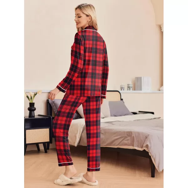 Ekouaer Pajamas Womens Long Sleeve Sleepwear Soft Button Down Loungewear Pjs Lounge Set Nightwear XSXXLChristmas Plaid Pat54