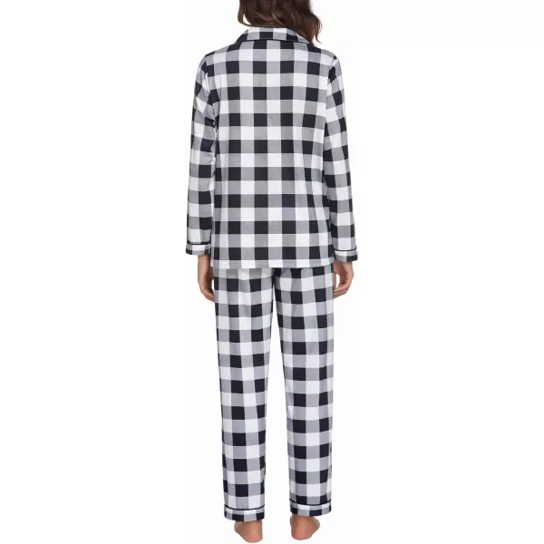 Ekouaer Pajamas Womens Long Sleeve Sleepwear Soft Button Down Loungewear Pjs Lounge Set Nightwear XSXXLPlaid28 Black amp White