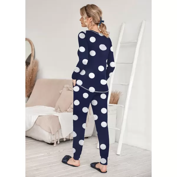 Ekouaer Pajamas Womens Long Sleeve Sleepwear with Long Pants Soft Loungewear Pj Set XS3XLBig Point Print