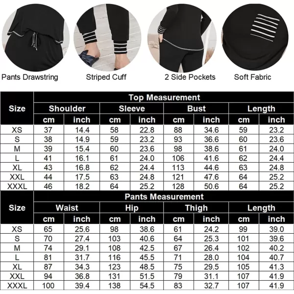 Ekouaer Pajamas Womens Long Sleeve Sleepwear with Long Pants Soft Loungewear Pj Set XS3XLBlack