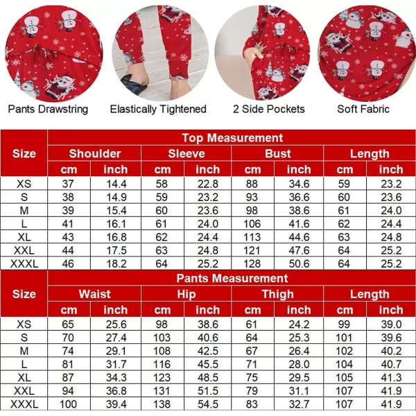 Ekouaer Pajamas Womens Long Sleeve Sleepwear with Long Pants Soft Loungewear Pj Set XS3XLChristmas Print