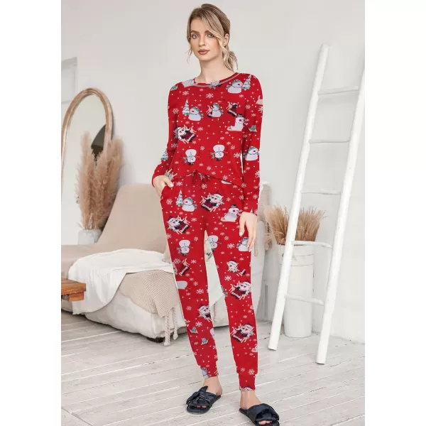 Ekouaer Pajamas Womens Long Sleeve Sleepwear with Long Pants Soft Loungewear Pj Set XS3XLChristmas Print