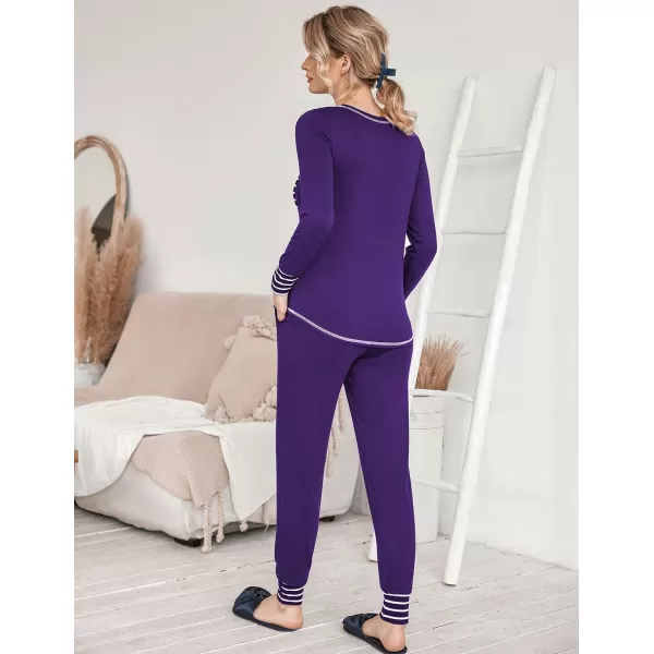 Ekouaer Pajamas Womens Long Sleeve Sleepwear with Long Pants Soft Loungewear Pj Set XS3XLPurple