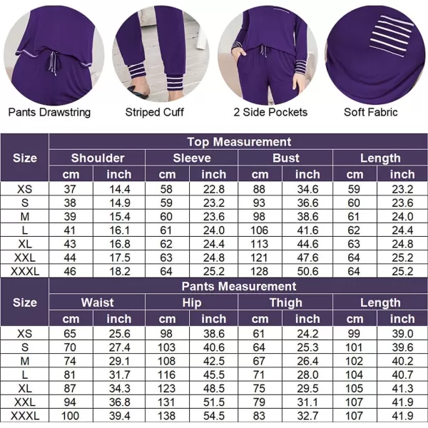 Ekouaer Pajamas Womens Long Sleeve Sleepwear with Long Pants Soft Loungewear Pj Set XS3XLPurple