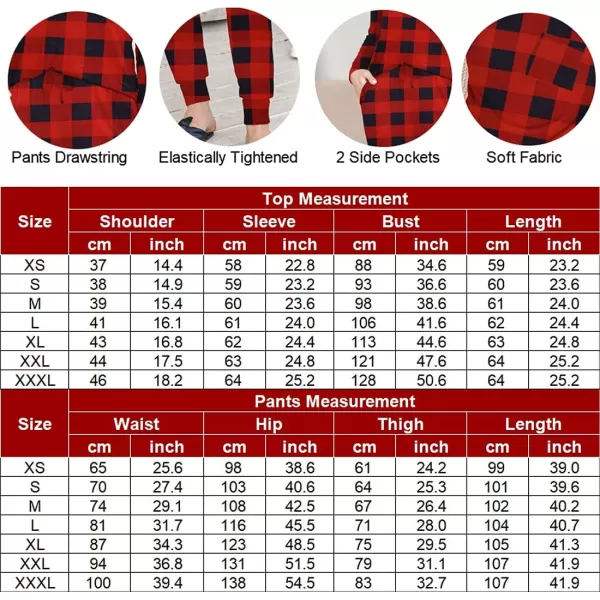 Ekouaer Pajamas Womens Long Sleeve Sleepwear with Long Pants Soft Loungewear Pj Set XS3XLRed and Black Plaid