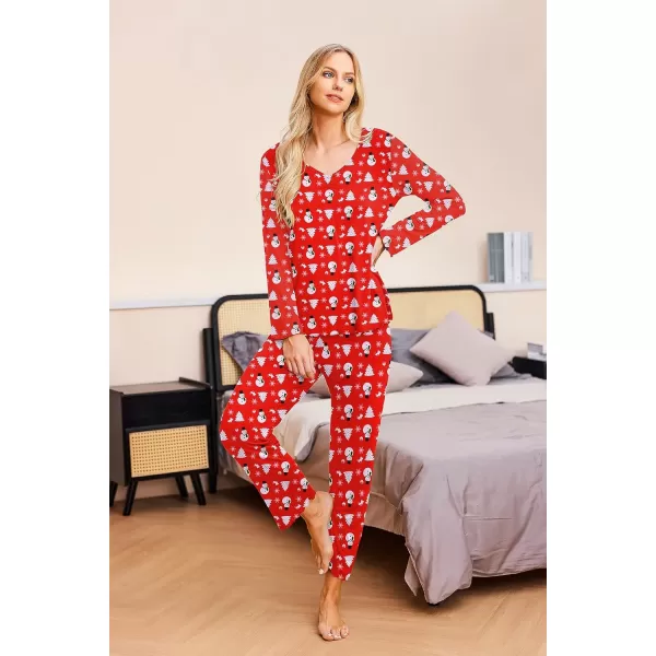 Ekouaer Pajamas for Women Soft Sleepwear Set Long Sleeve Comfy Pjs Top Loose Fit Pj Pants LoungewearChristmas  Snowman