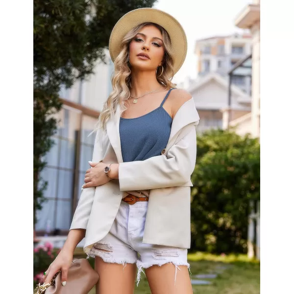 Ekouaer Pajamas for Women Waffle Knit Lounge Sets Cami Tops Shorts Loungewear SXXLBlue
