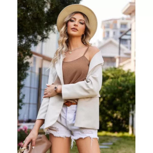 Ekouaer Pajamas for Women Waffle Knit Lounge Sets Cami Tops Shorts Loungewear SXXLBrown