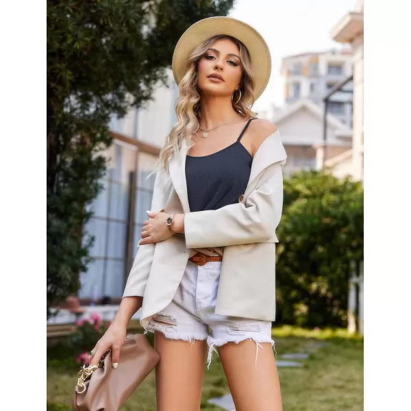 Ekouaer Pajamas for Women Waffle Knit Lounge Sets Cami Tops Shorts Loungewear SXXLNavy Blue
