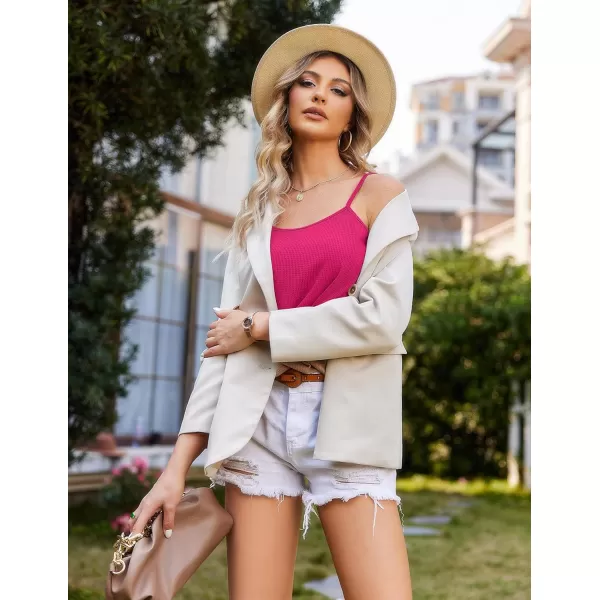 Ekouaer Pajamas for Women Waffle Knit Lounge Sets Cami Tops Shorts Loungewear SXXLRose Red