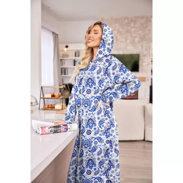 Ekouaer Robe for Women Zipper Robe Loungewear Full Length Sleepwear Pockets Housecoat Casual Straight RobePaisley