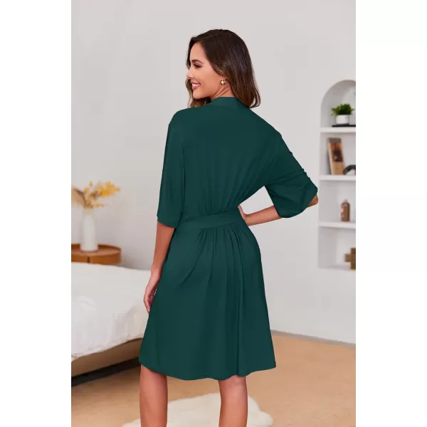 Ekouaer Robes for Women Short Knit Bathrobe Lightweight Soft Knit Sleepwear Casual Ladies LoungewearGreen