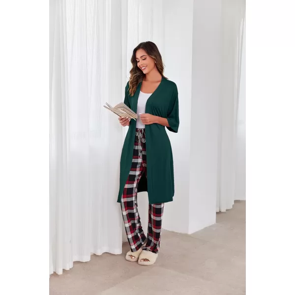 Ekouaer Robes for Women Short Knit Bathrobe Lightweight Soft Knit Sleepwear Casual Ladies LoungewearGreen
