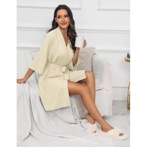 Ekouaer Robes for Women Waffle Knit Bathrobe Soft Lightweight Knee Length Loungewear SXXLSmall Waffleapricot