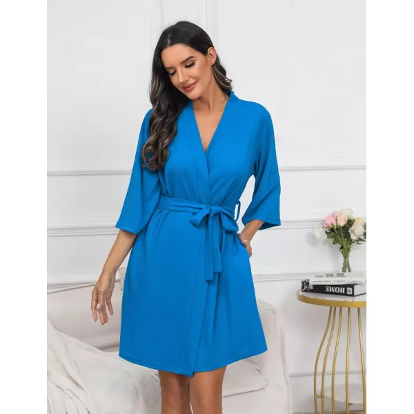 Ekouaer Robes for Women Waffle Knit Bathrobe Soft Lightweight Knee Length Loungewear SXXLSmall Waffleblue