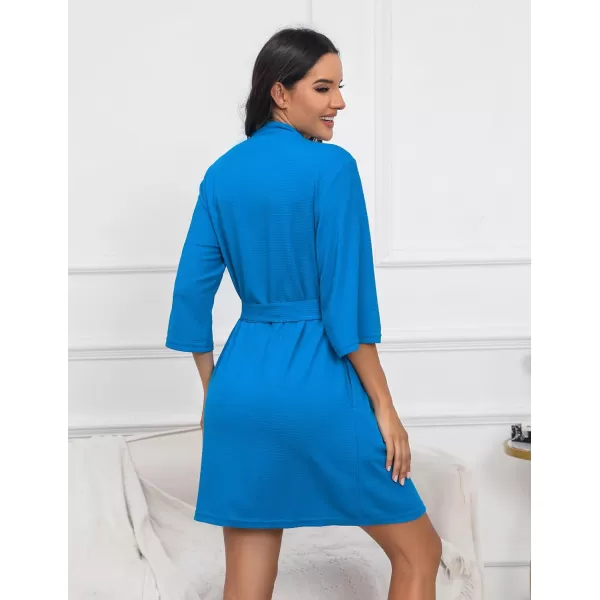 Ekouaer Robes for Women Waffle Knit Bathrobe Soft Lightweight Knee Length Loungewear SXXLSmall Waffleblue