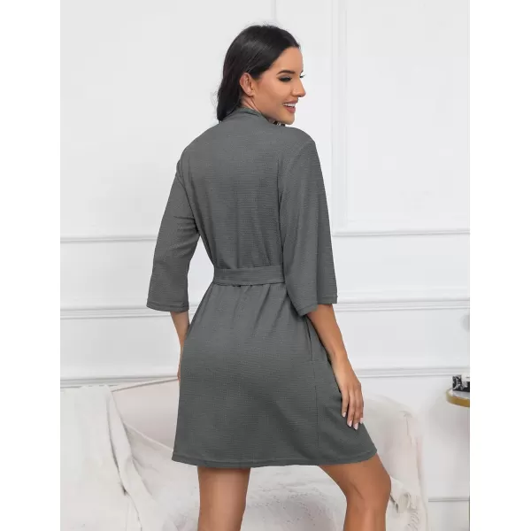 Ekouaer Robes for Women Waffle Knit Bathrobe Soft Lightweight Knee Length Loungewear SXXLSmall Waffledark Grey