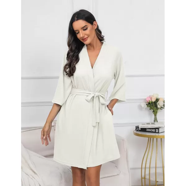 Ekouaer Robes for Women Waffle Knit Bathrobe Soft Lightweight Knee Length Loungewear SXXLSmall Wafflewhite