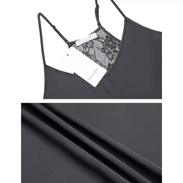 Ekouaer Satin Pajamas Women Lace Sleepwear Lingerie Cami Shorts Set Nightwear XSXXLDark Grey