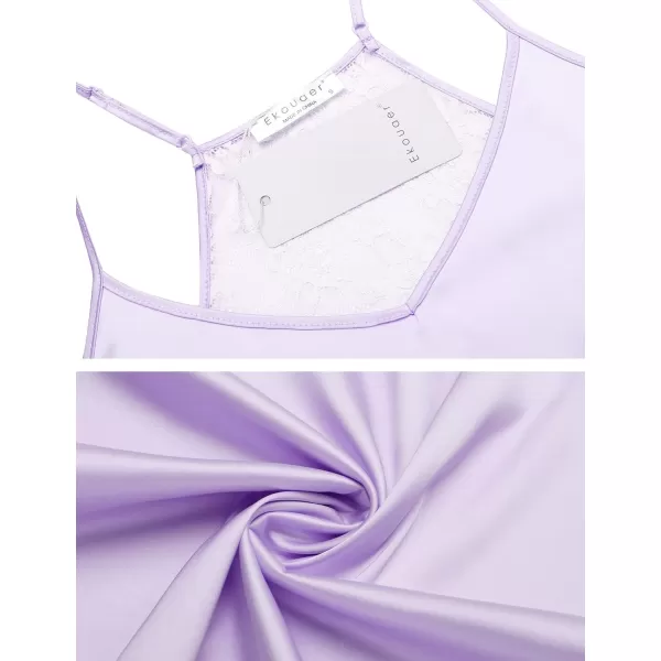 Ekouaer Satin Pajamas Women Lace Sleepwear Lingerie Cami Shorts Set Nightwear XSXXLLavender