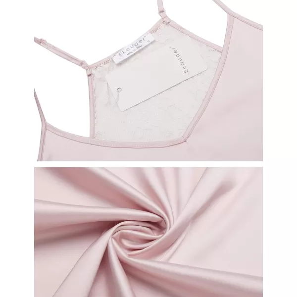 Ekouaer Satin Pajamas Women Lace Sleepwear Lingerie Cami Shorts Set Nightwear XSXXLPink