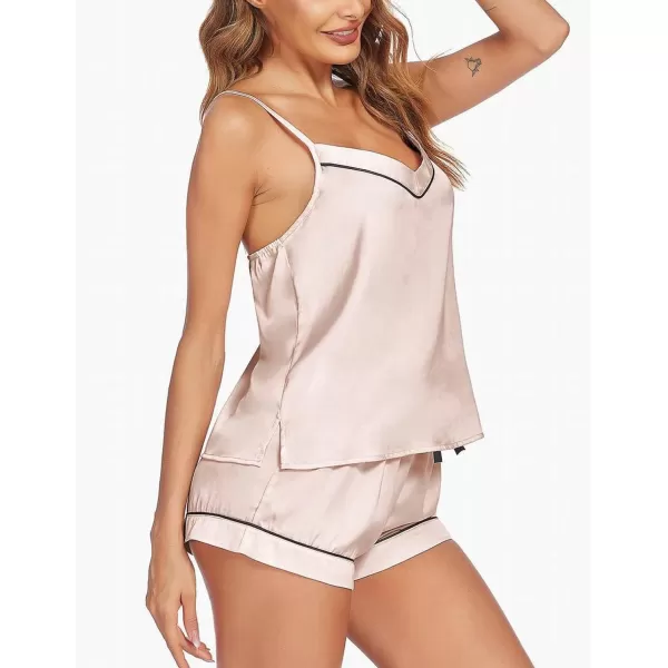 Ekouaer Satin Pajamas Womens Soft Sleepwear Lingerie Silk Cami Shorts Set Nightwear SXXLAchampagne