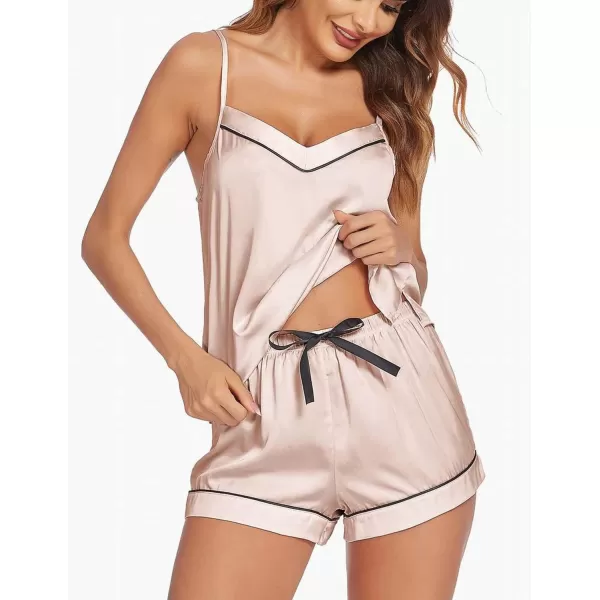 Ekouaer Satin Pajamas Womens Soft Sleepwear Lingerie Silk Cami Shorts Set Nightwear SXXLAchampagne