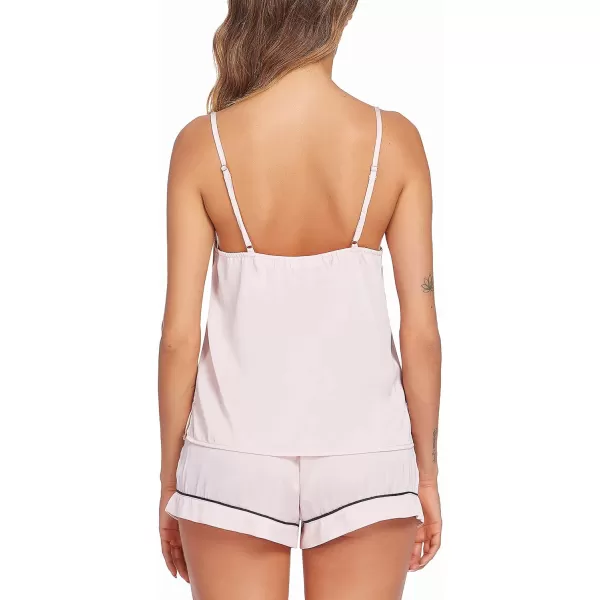 Ekouaer Satin Pajamas Womens Soft Sleepwear Lingerie Silk Cami Shorts Set Nightwear SXXLApink