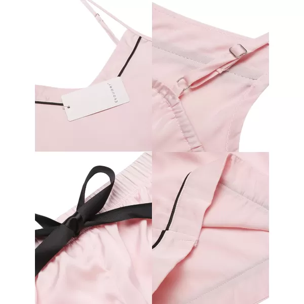 Ekouaer Satin Pajamas Womens Soft Sleepwear Lingerie Silk Cami Shorts Set Nightwear SXXLApink