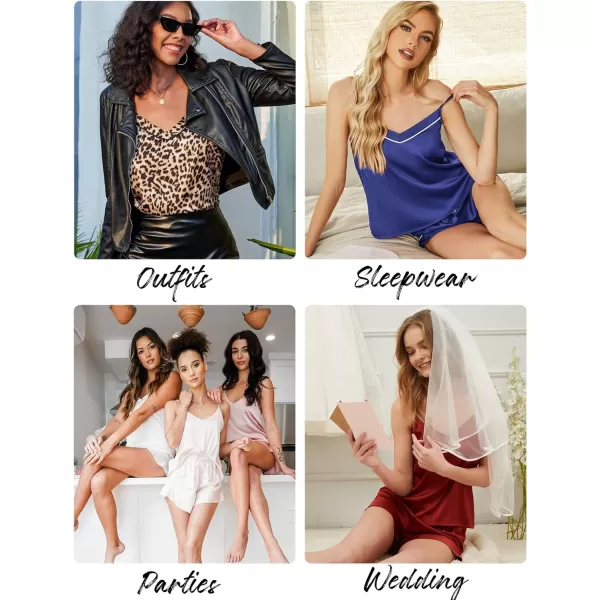 Ekouaer Satin Pajamas Womens Soft Sleepwear Lingerie Silk Cami Shorts Set Nightwear SXXLCoffee