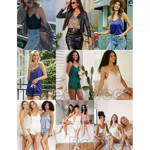 Ekouaer Satin Pajamas Womens Soft Sleepwear Lingerie Silk Cami Shorts Set Nightwear SXXLOrange