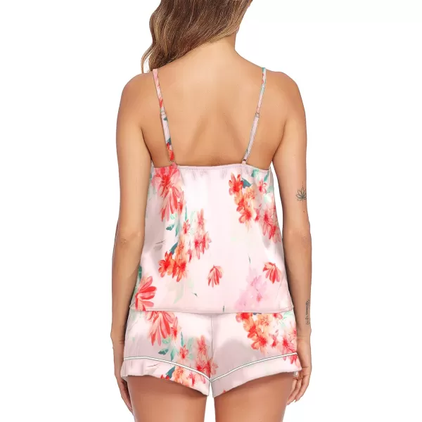 Ekouaer Satin Pajamas Womens Soft Sleepwear Lingerie Silk Cami Shorts Set Nightwear SXXLPattern3