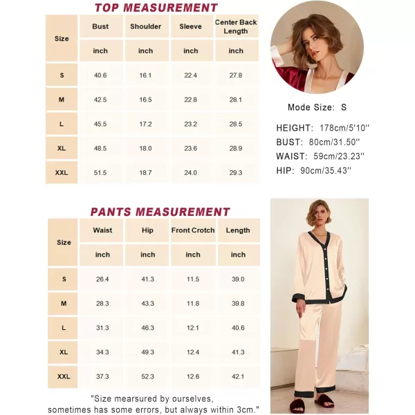 Ekouaer Satin Pajamas for Women Long Sleeve Pajamas Sets Soft Sleepwear Button Down Pj Set with PocketsSXXLChampagne