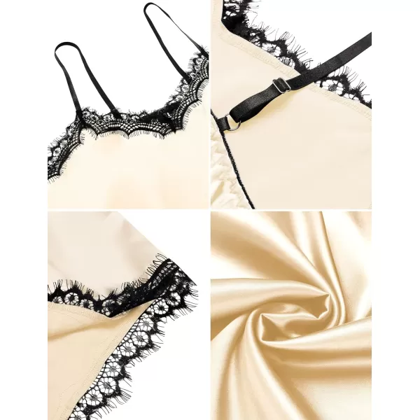 Ekouaer Sexy Silk Satin Pajamas Cami Lingerie Sets 2 Piece Pjs Sleepwear Loungewear Bridal Gift for WomenChampagne